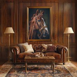 Majestic Horse with Crown Animal Poster PosterGoat