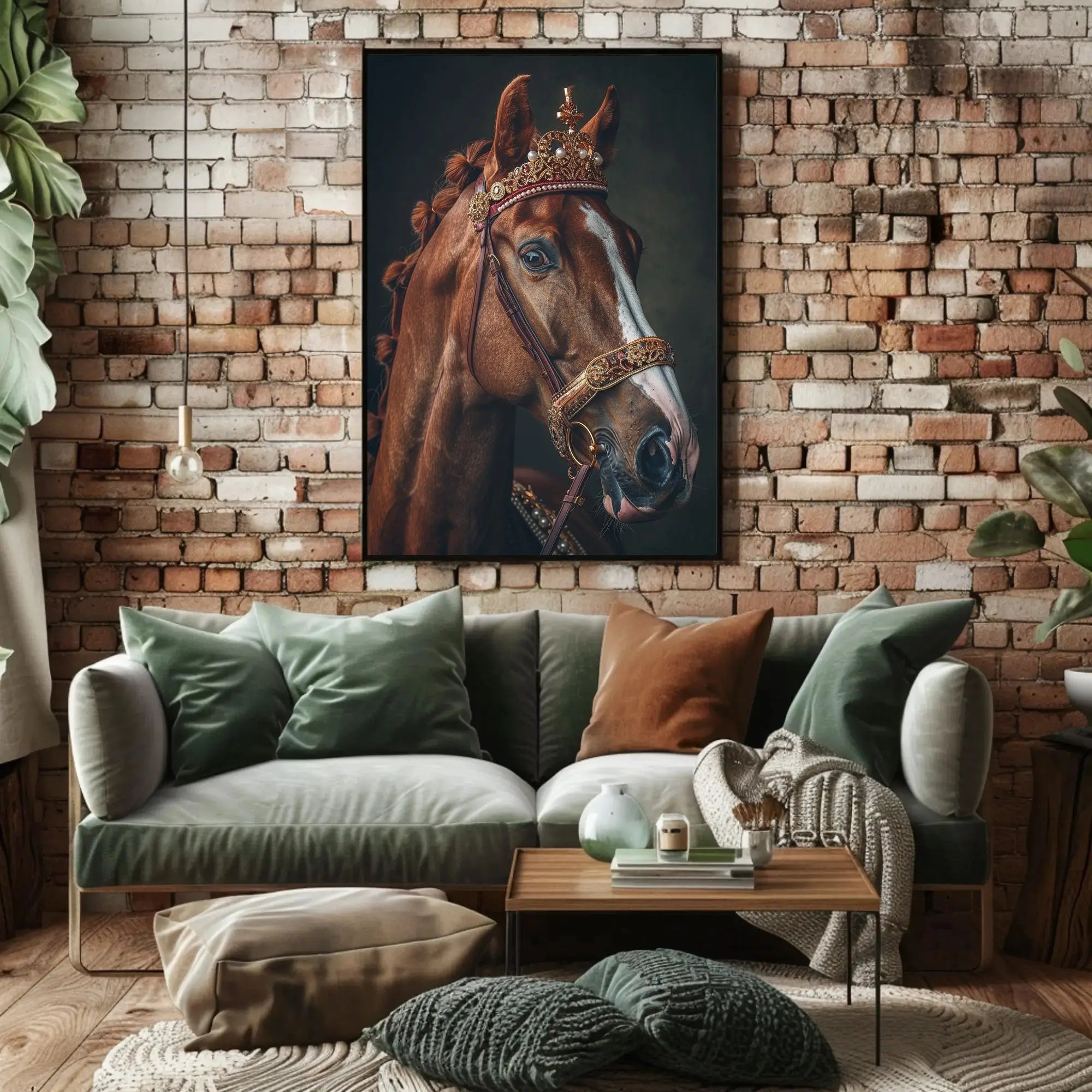 Majestic Horse with Crown Animal Poster PosterGoat