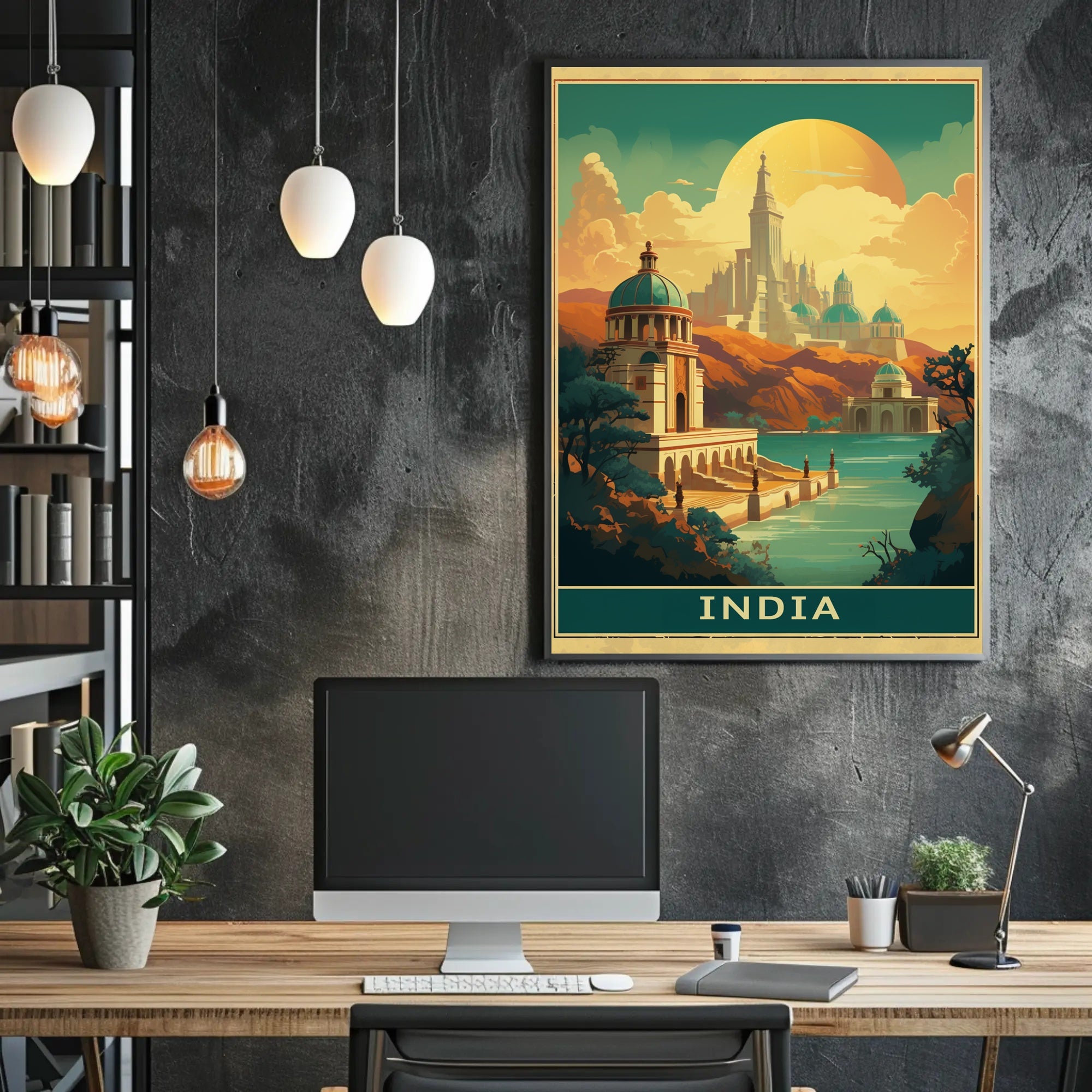 Majestic Indian-Inspired Cityscape Fantasy or Mythology Poster PosterGoat