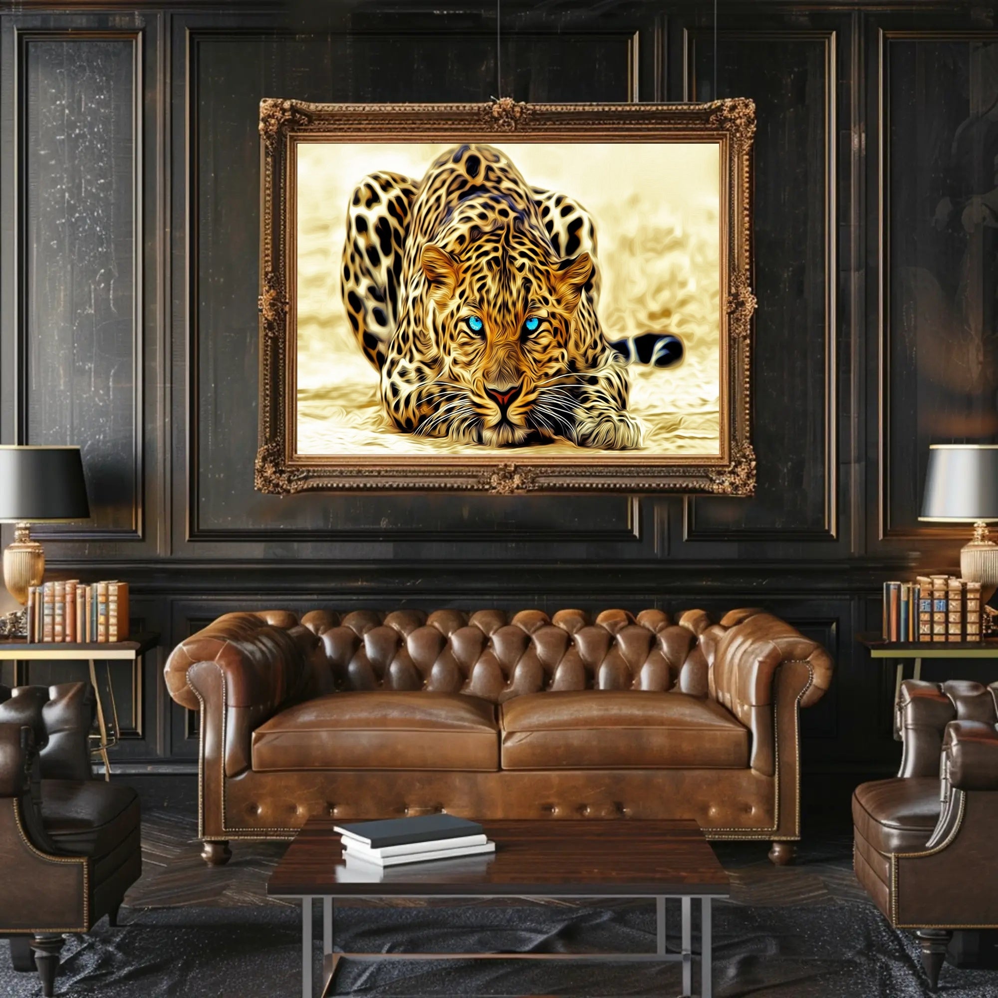Majestic Leopard Close-Up Art - Animal Poster PosterGoat