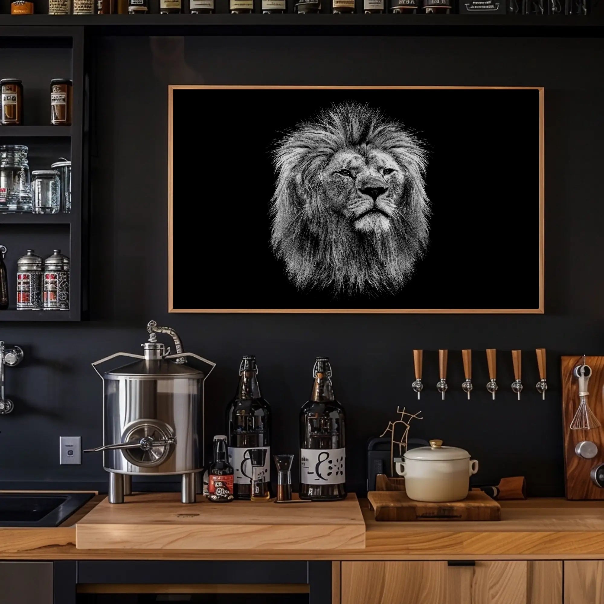 Majestic Lion Art Print: Powerful Symbol of Wilderness - Animal Poster PosterGoat