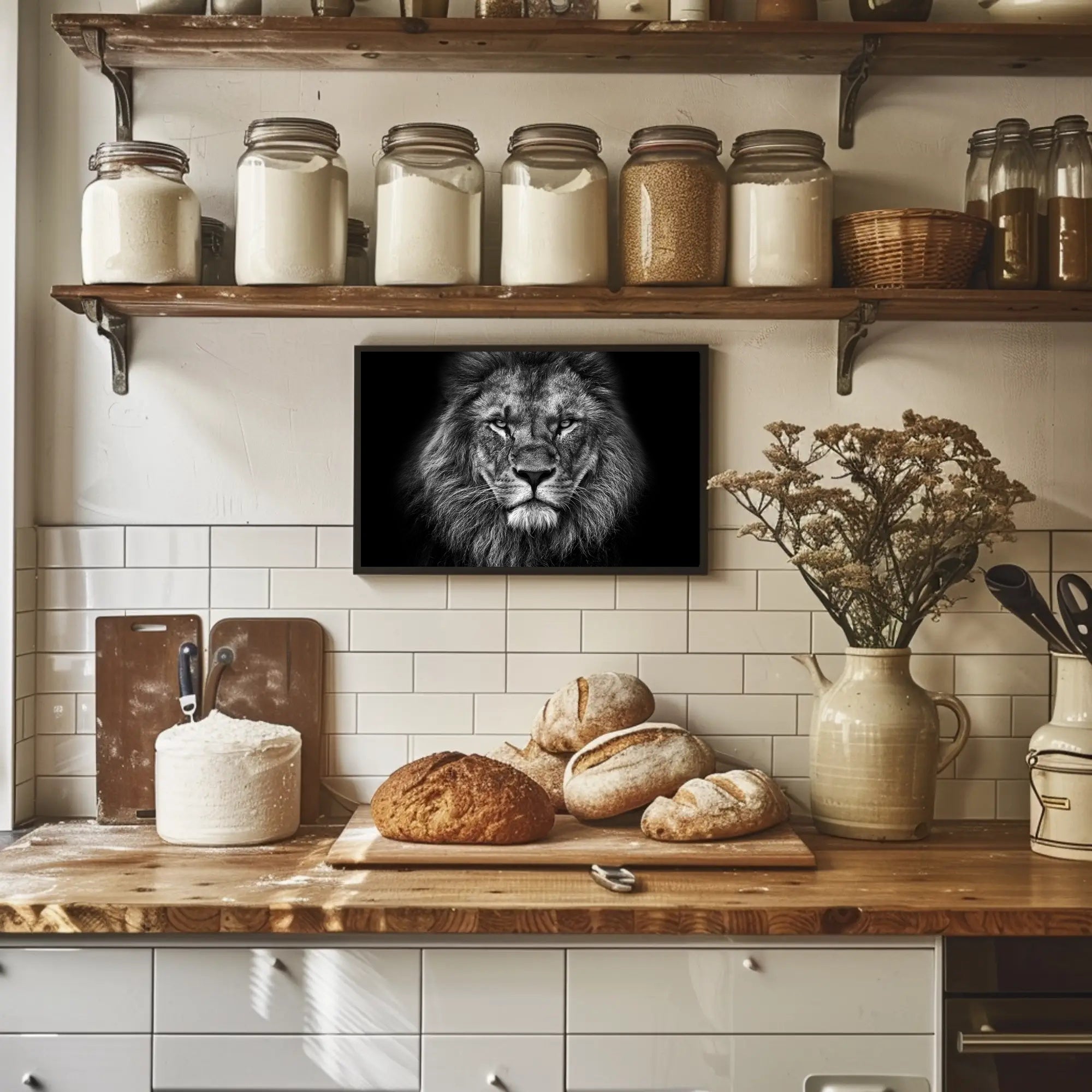 Majestic Lion Gaze Strength and Majesty Animal Poster PosterGoat