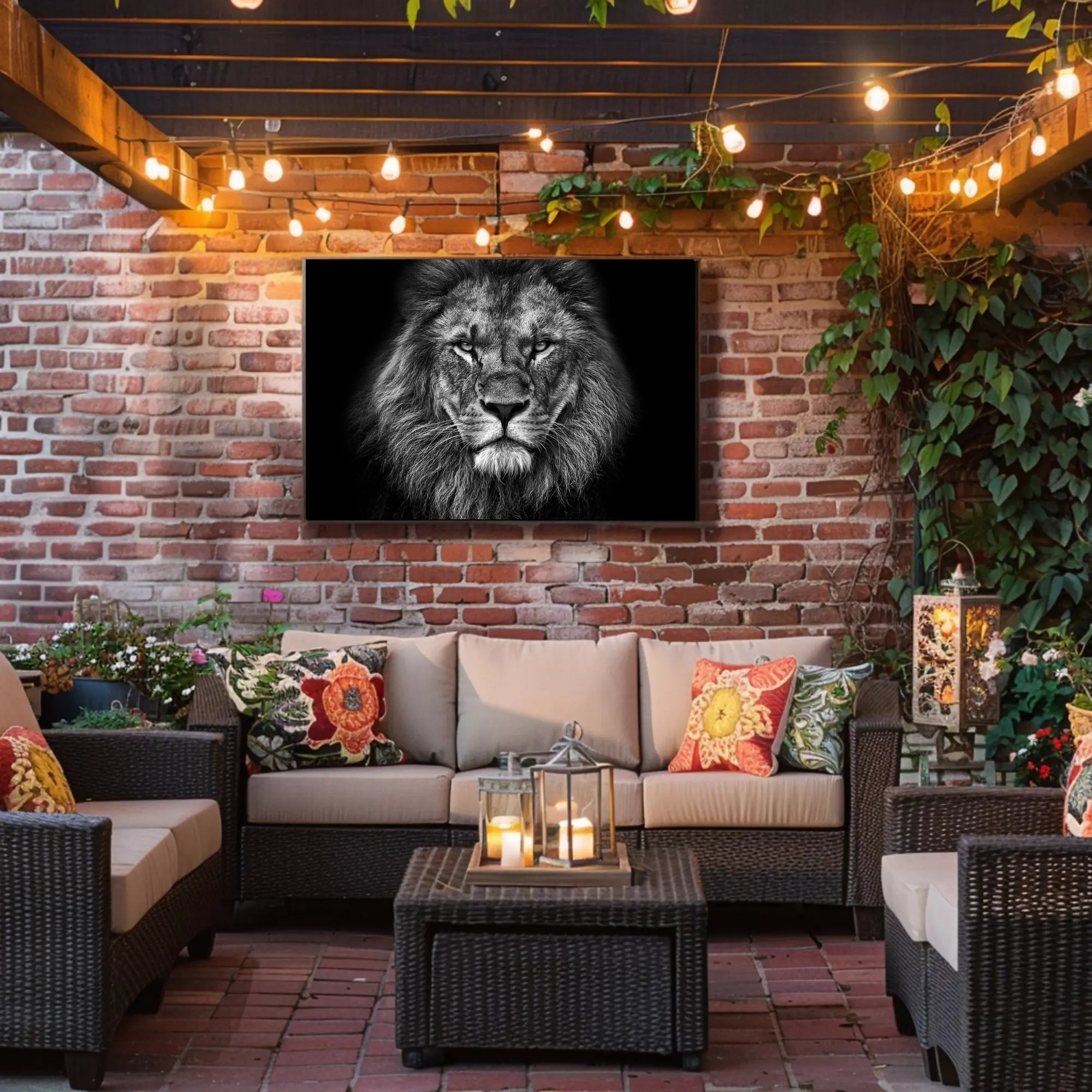 Majestic Lion Gaze Strength and Majesty Animal Poster PosterGoat