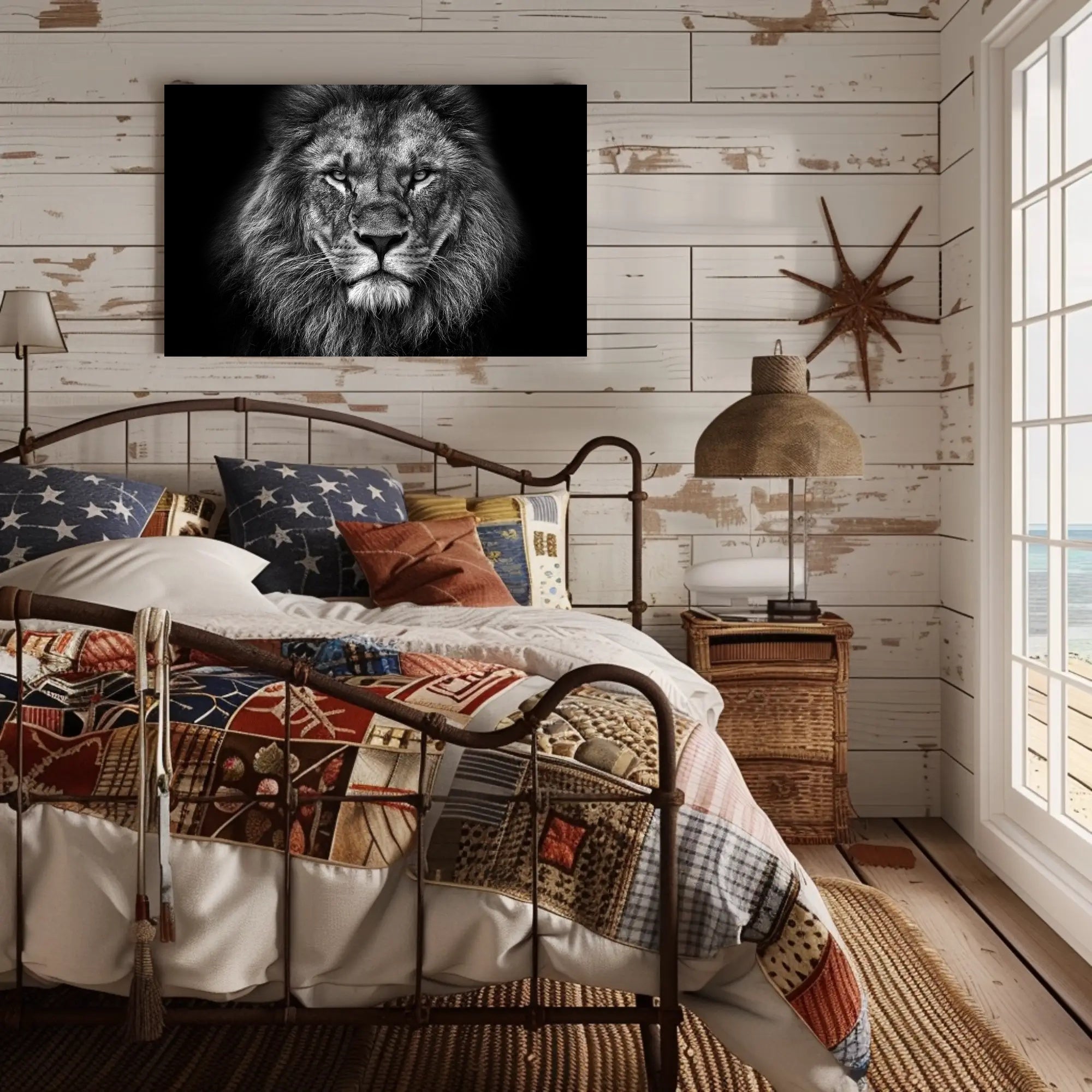 Majestic Lion Gaze Strength and Majesty Animal Poster PosterGoat