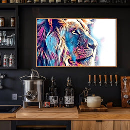 Majestic Lion Portrait Canvas: Abstract, Artistic Poster PosterGoat