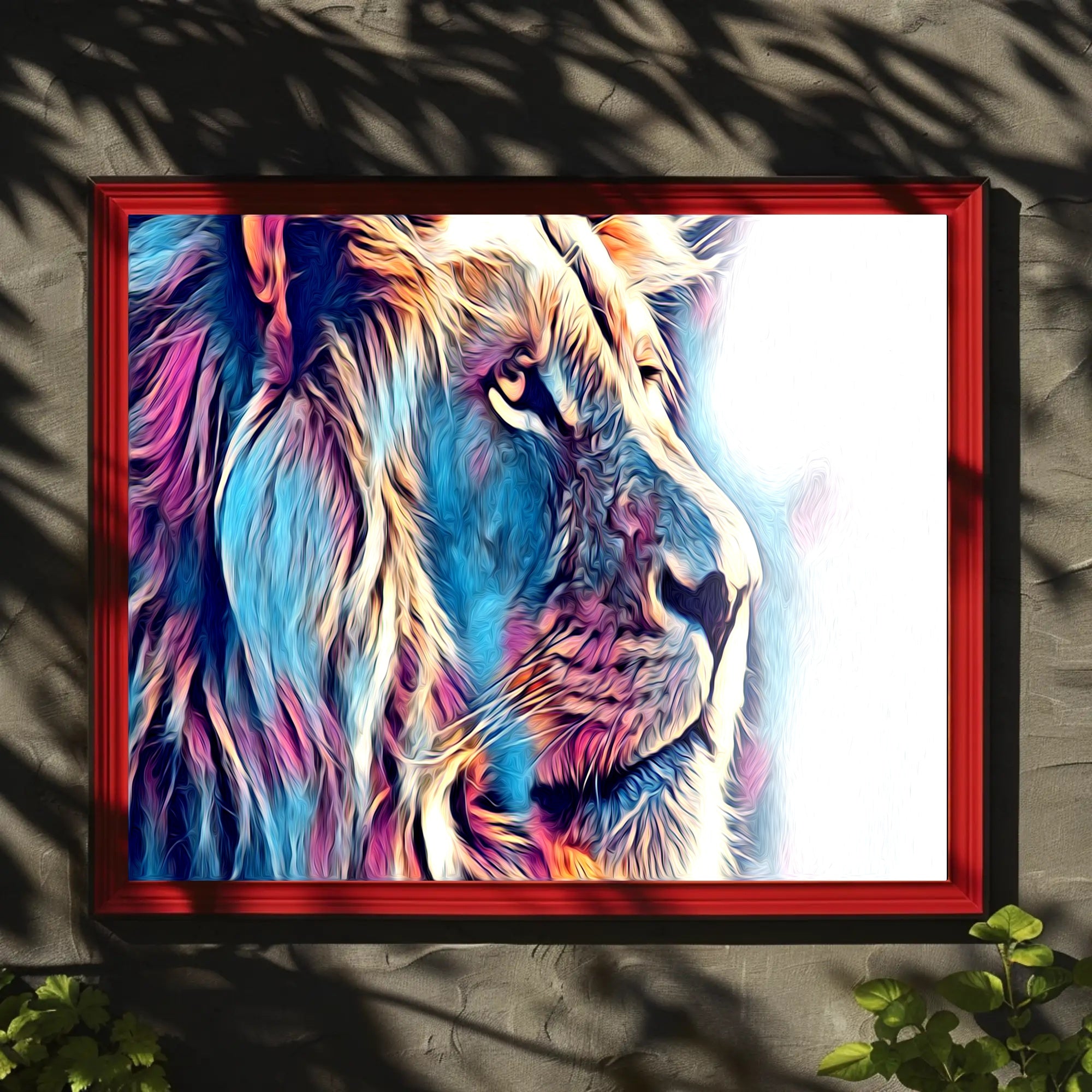 Majestic Lion Portrait Canvas: Abstract, Artistic Poster PosterGoat