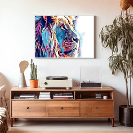 Majestic Lion Portrait Canvas: Abstract, Artistic Poster PosterGoat