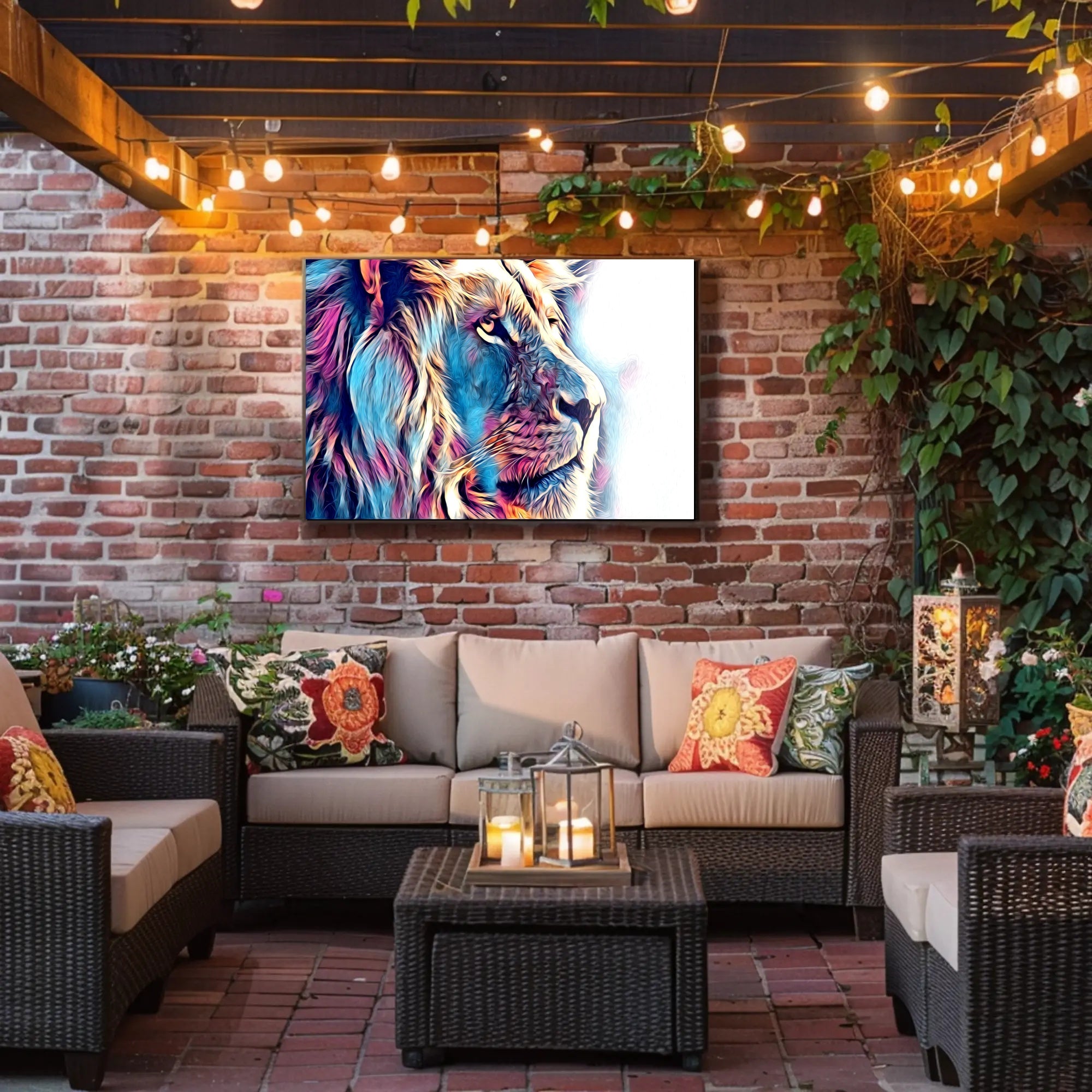 Majestic Lion Portrait Canvas: Abstract, Artistic Poster PosterGoat