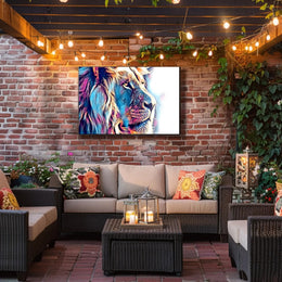 Majestic Lion Portrait Canvas: Abstract, Artistic Poster PosterGoat