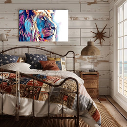 Majestic Lion Portrait Canvas: Abstract, Artistic Poster PosterGoat