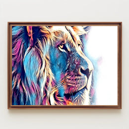 Majestic Lion Portrait Canvas: Abstract, Artistic Poster PosterGoat