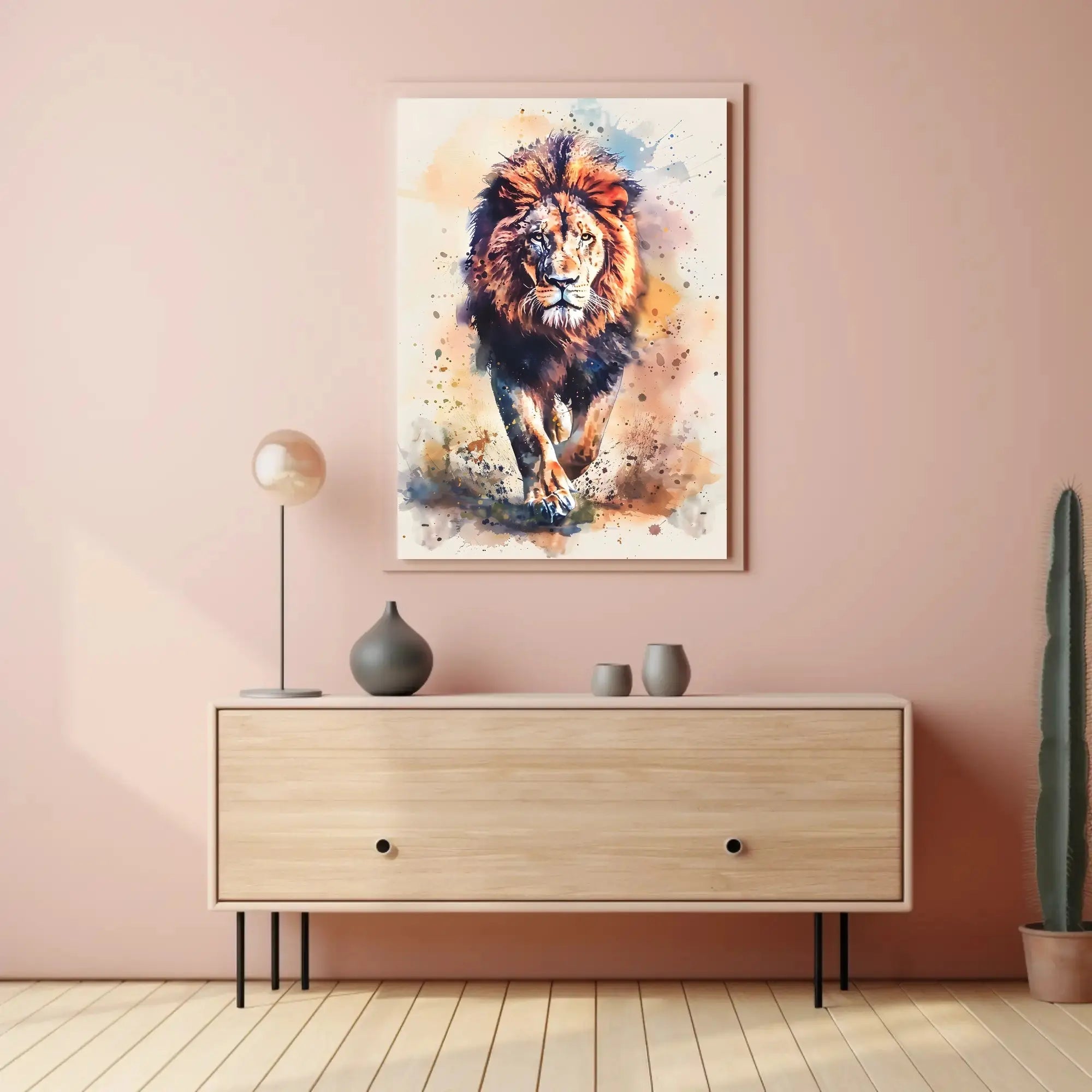 Majestic Lion Watercolor Art Animal Poster PosterGoat