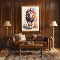 Majestic Lion Watercolor Art Animal Poster PosterGoat