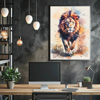 Majestic Lion Watercolor Art Animal Poster PosterGoat