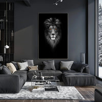 Majestic Lion with Orange Eyes Animal Poster PosterGoat