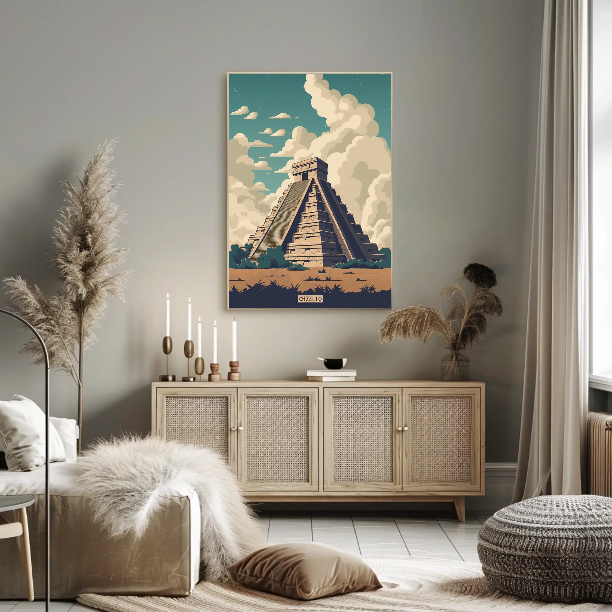 Majestic Mesoamerican Pyramid Retro Cultural or Heritage Poster PosterGoat