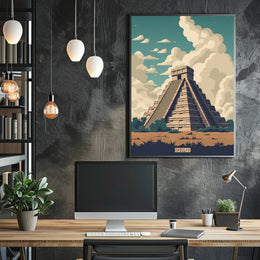 Majestic Mesoamerican Pyramid Retro Cultural or Heritage Poster PosterGoat