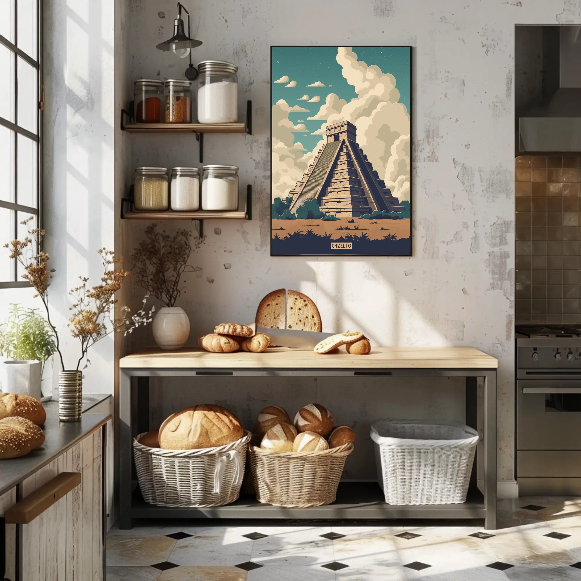 Majestic Mesoamerican Pyramid Retro Cultural or Heritage Poster PosterGoat