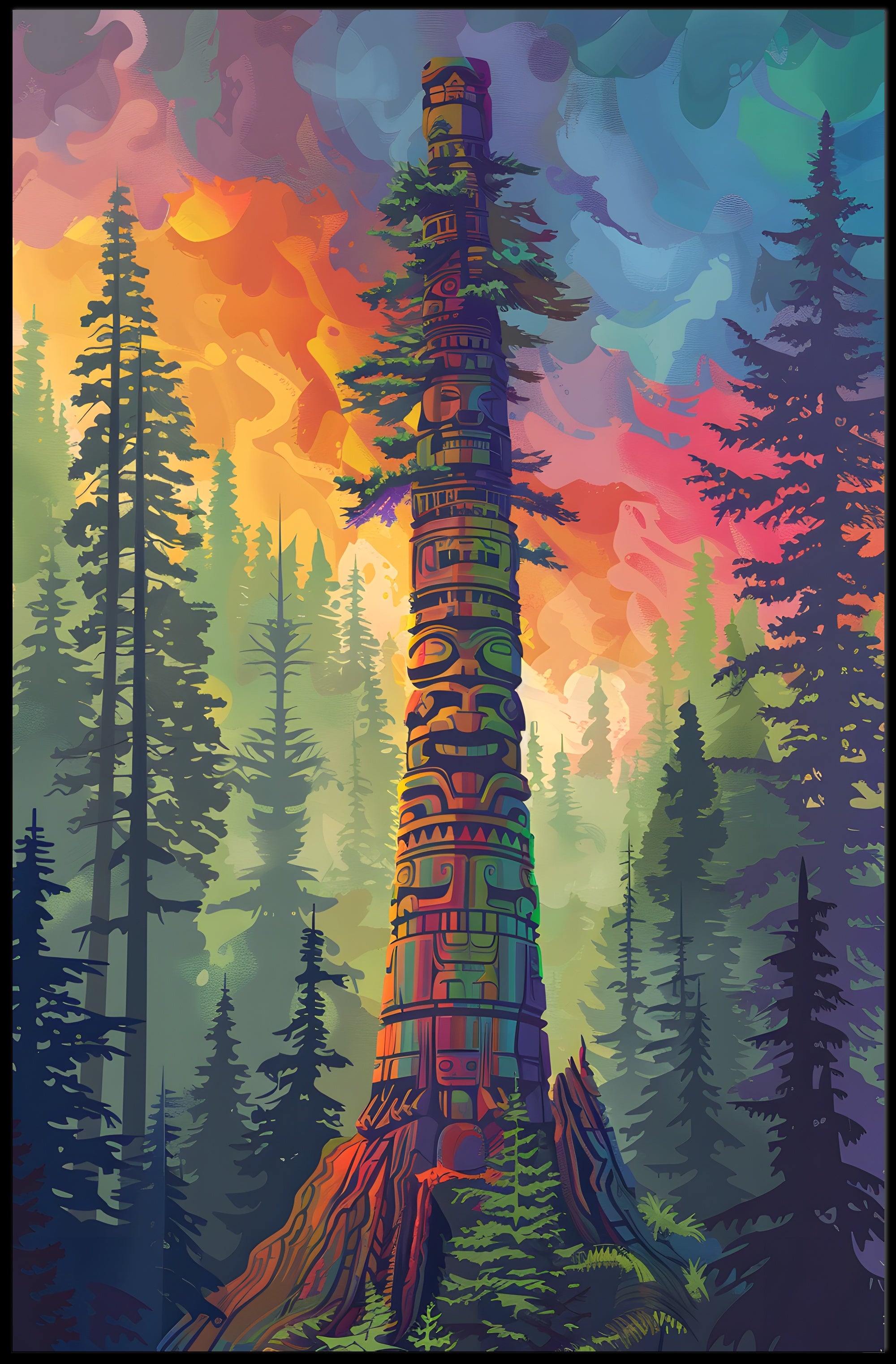 Majestic Mountain Landscape Art Poster PosterGoat