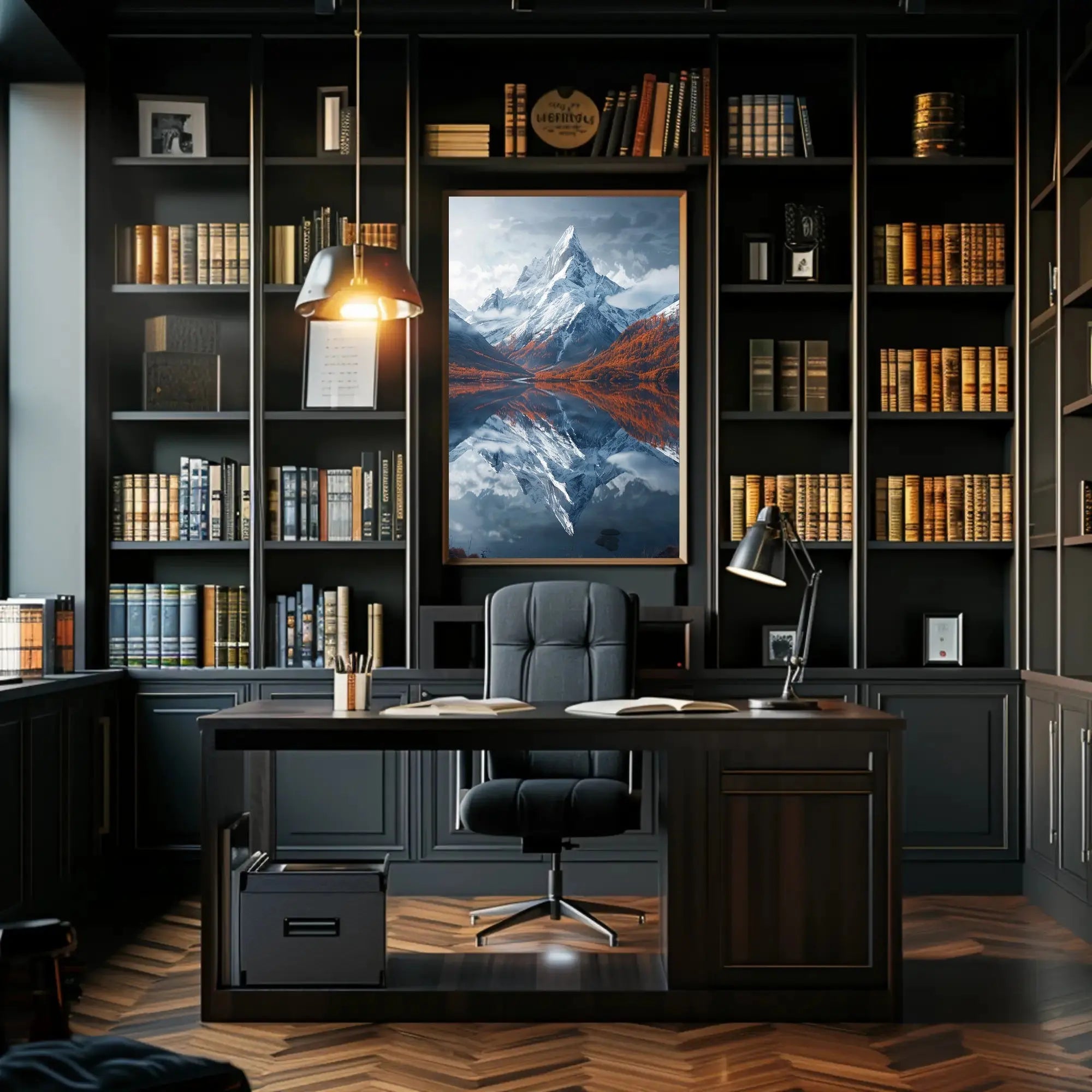 Majestic Mountain Reflection National Park Poster PosterGoat