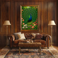 Majestic Peacock in Vibrant Garden Animal Poster PosterGoat