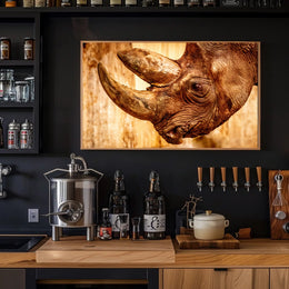 Majestic Rhinoceros Close-up Inspires Wildlife Conservation Animal Poster PosterGoat
