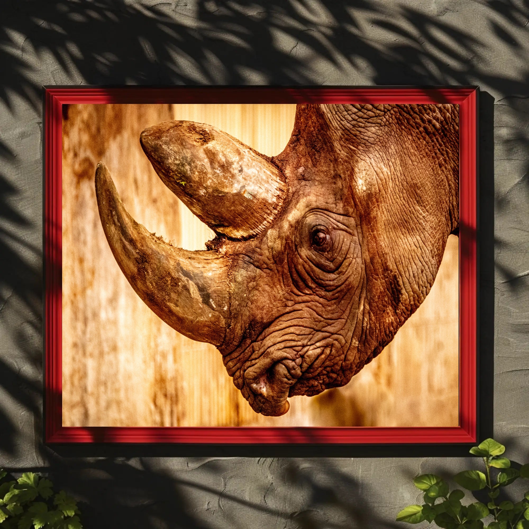 Majestic Rhinoceros Close-up Inspires Wildlife Conservation Animal Poster PosterGoat