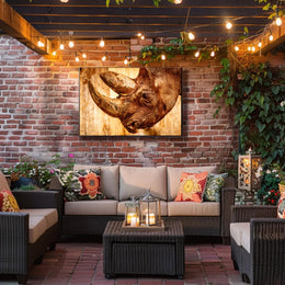 Majestic Rhinoceros Close-up Inspires Wildlife Conservation Animal Poster PosterGoat