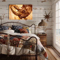 Majestic Rhinoceros Close-up Inspires Wildlife Conservation Animal Poster PosterGoat
