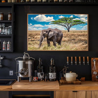 Majestic Savanna Scene with Elephant Animal Poster PosterGoat