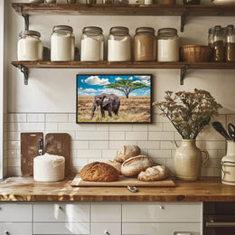 Majestic Savanna Scene with Elephant Animal Poster PosterGoat