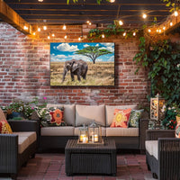 Majestic Savanna Scene with Elephant Animal Poster PosterGoat