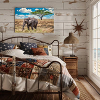 Majestic Savanna Scene with Elephant Animal Poster PosterGoat