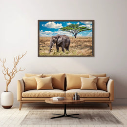 Majestic Savanna Scene with Elephant Animal Poster PosterGoat
