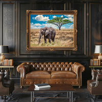 Majestic Savanna Scene with Elephant Animal Poster PosterGoat