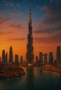 Majestic Skyscraper at Dusk Travel Poster PosterGoat