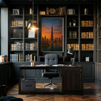 Majestic Skyscraper at Dusk Travel Poster PosterGoat