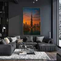 Majestic Skyscraper at Dusk Travel Poster PosterGoat