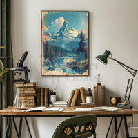 Majestic Snow-Capped Mountain Tranquil Scenic Travel Poster PosterGoat
