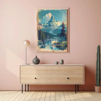 Majestic Snow-Capped Mountain Tranquil Scenic Travel Poster PosterGoat