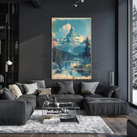 Majestic Snow-Capped Mountain Tranquil Scenic Travel Poster PosterGoat