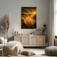 Majestic Waterfall Sunrise Scene National Park Poster PosterGoat