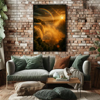 Majestic Waterfall Sunrise Scene National Park Poster PosterGoat