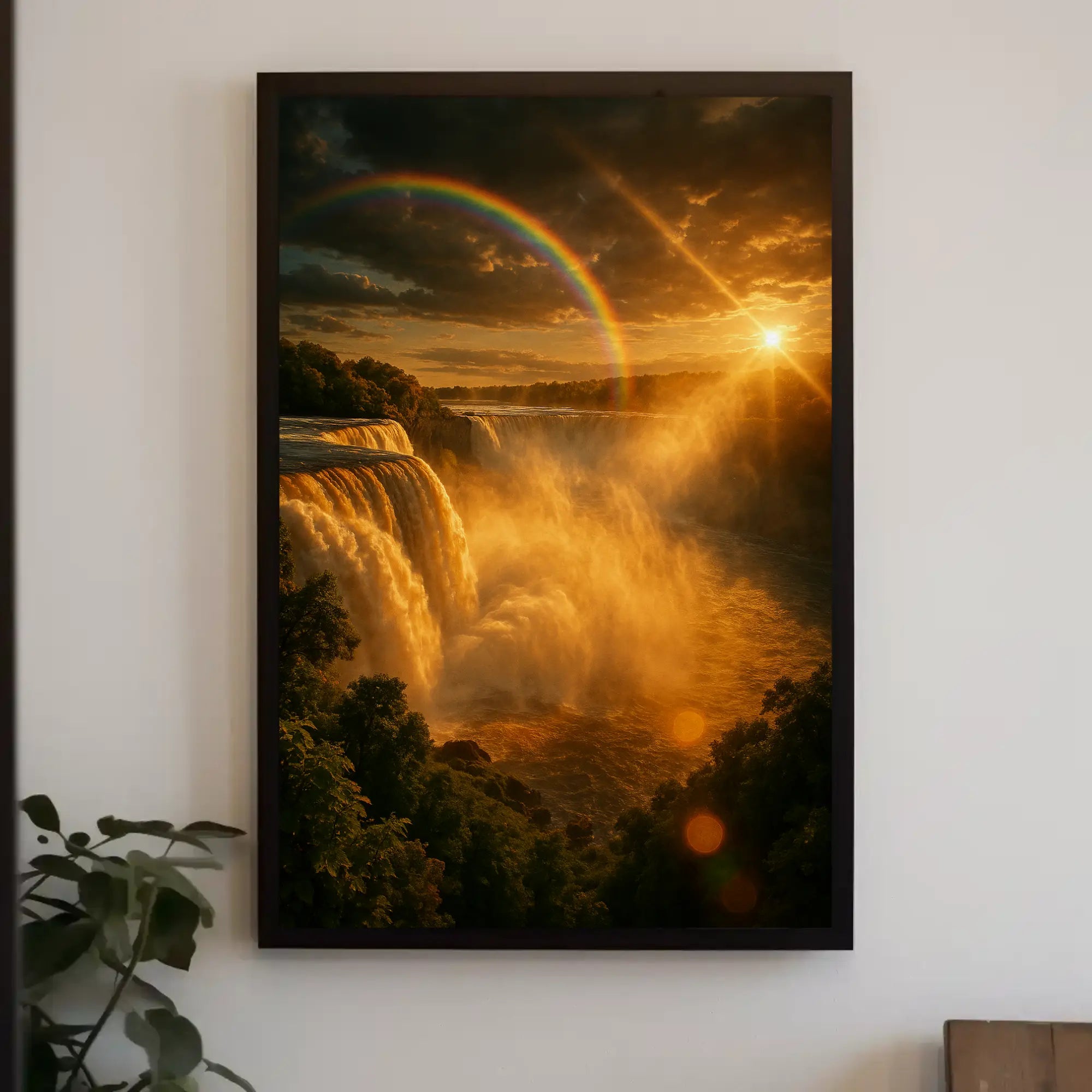 Majestic Waterfall Sunrise Scene National Park Poster PosterGoat