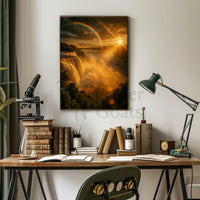 Majestic Waterfall Sunrise Scene National Park Poster PosterGoat