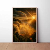 Majestic Waterfall Sunrise Scene National Park Poster PosterGoat