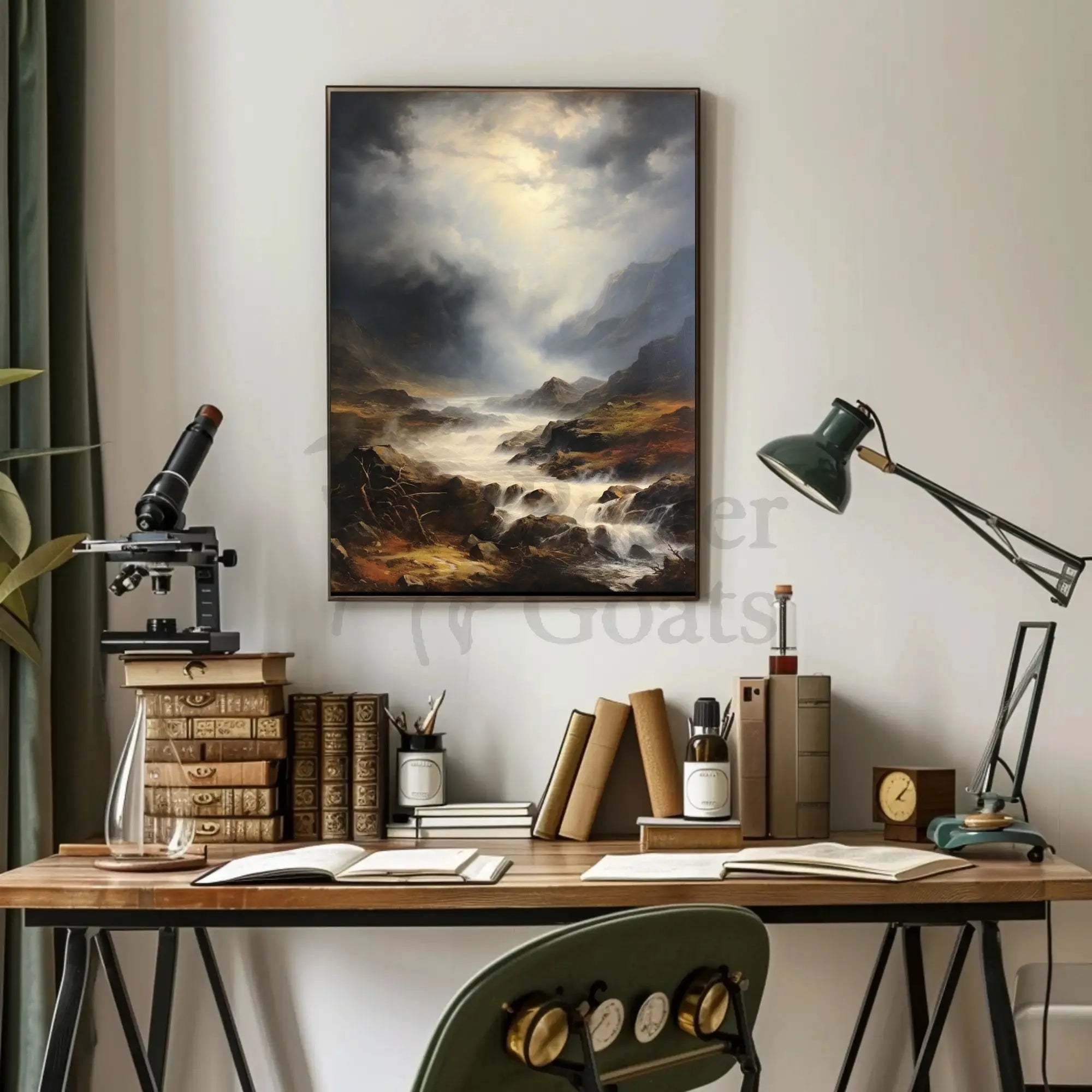 Majestic Waterfall in a Dramatic Natural Landscape Poster PosterGoat