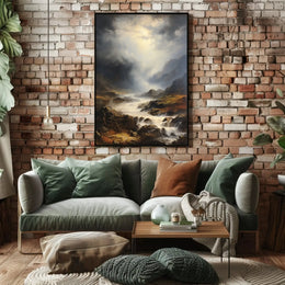Majestic Waterfall in a Dramatic Natural Landscape Poster PosterGoat
