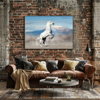 Majestic White Horse Desert Scene Animal Poster PosterGoat