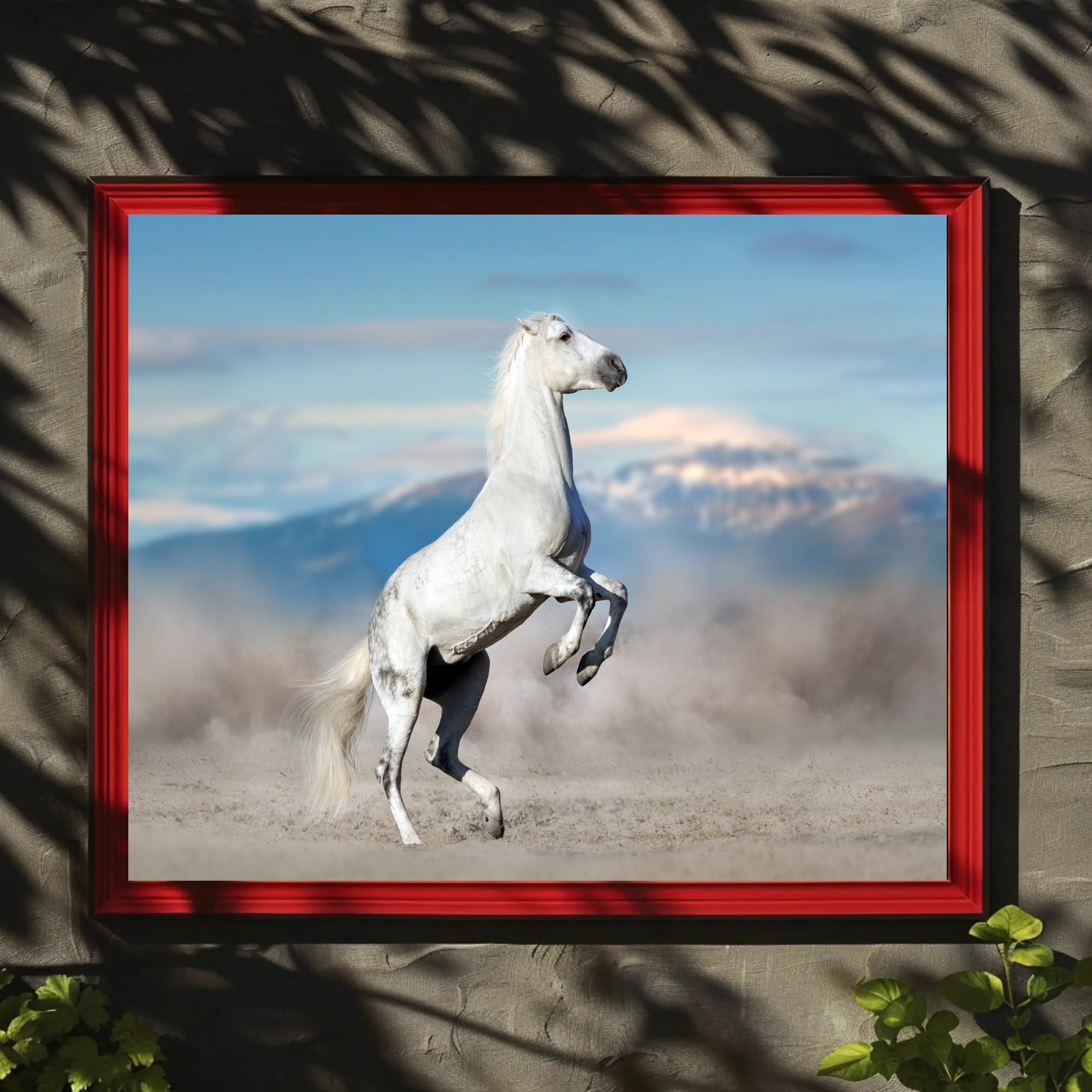 Majestic White Horse Desert Scene Animal Poster PosterGoat